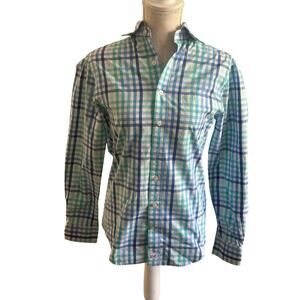 Vineyard Vines Men's Slim Fit Murray Blue Green Plaid Shirt Size XS
